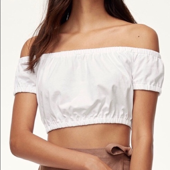 Aritzia Wilfred Adelisa T-Shirt White Crop Top XS - Picture 2 of 3